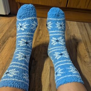Cozy Blue Snowflake Fuzzy Socks for Women